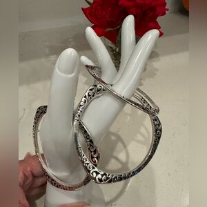 Bracelets three bangle silver plated. NIB